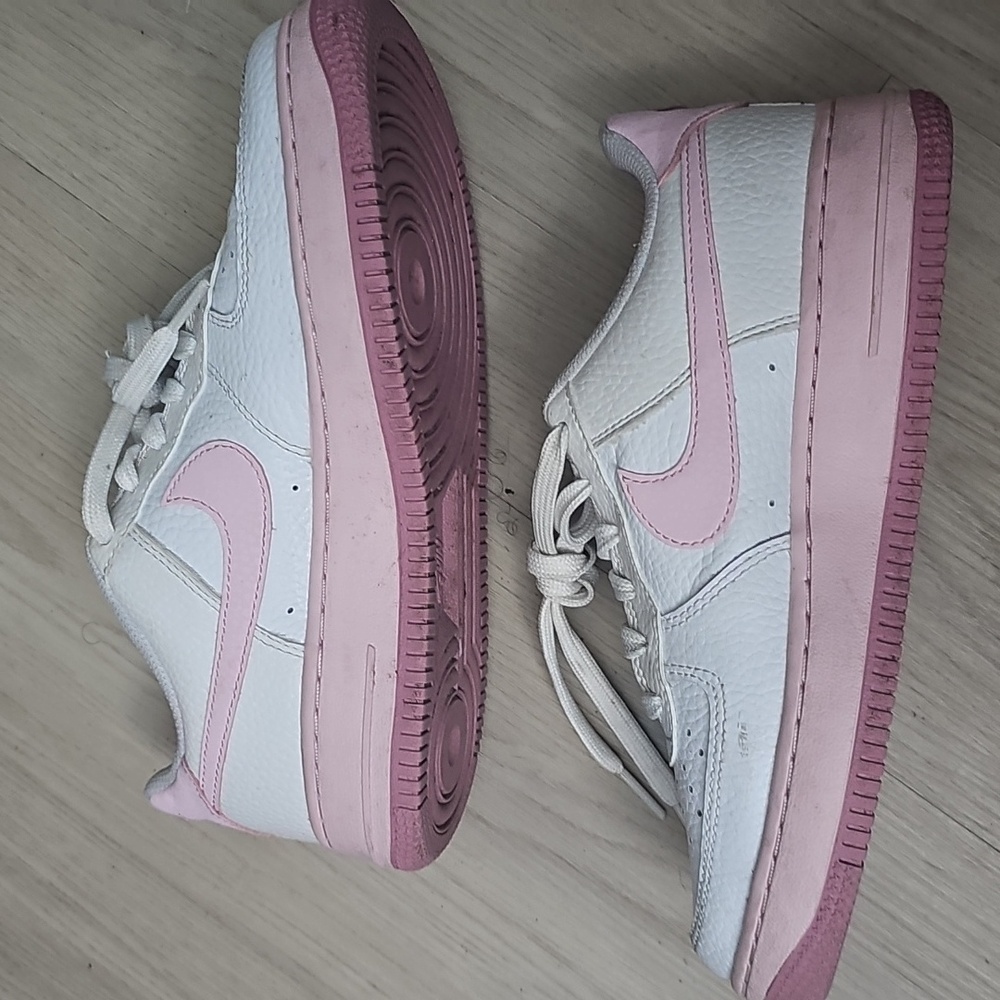 White & Pink Nike Air Force 1 Size 5Y